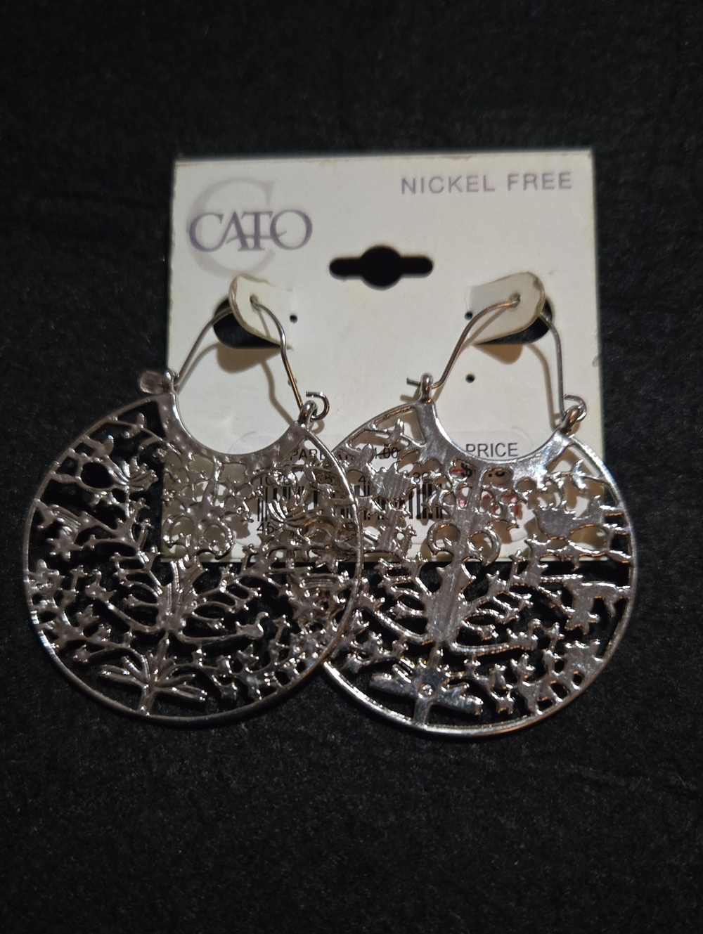 Cato Silver-Tone Filigree Tree of Life Hoop Earrings